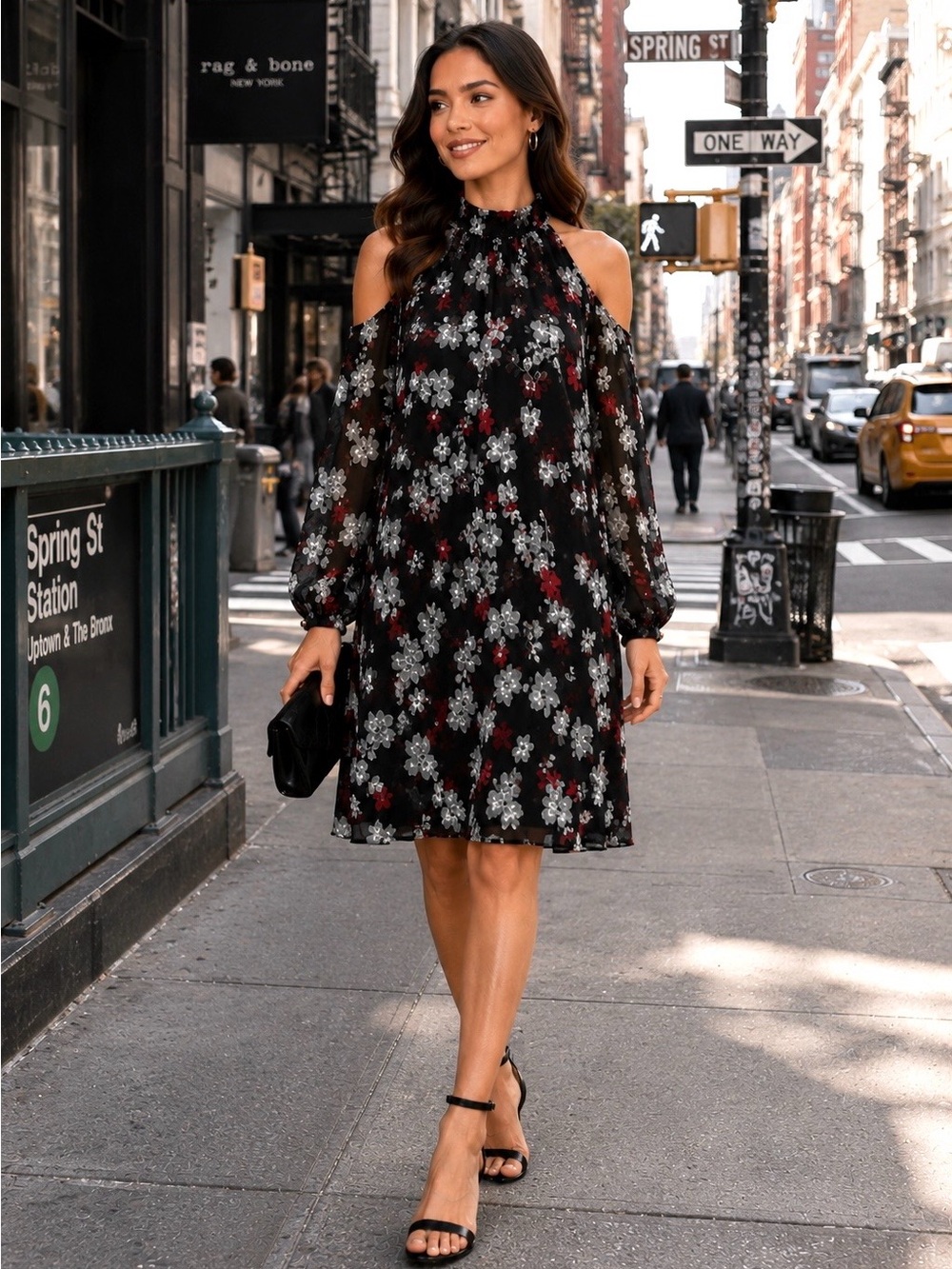 Women's Karl Lagerfeld Dress - Black/Red/GreyFloral (Size M)